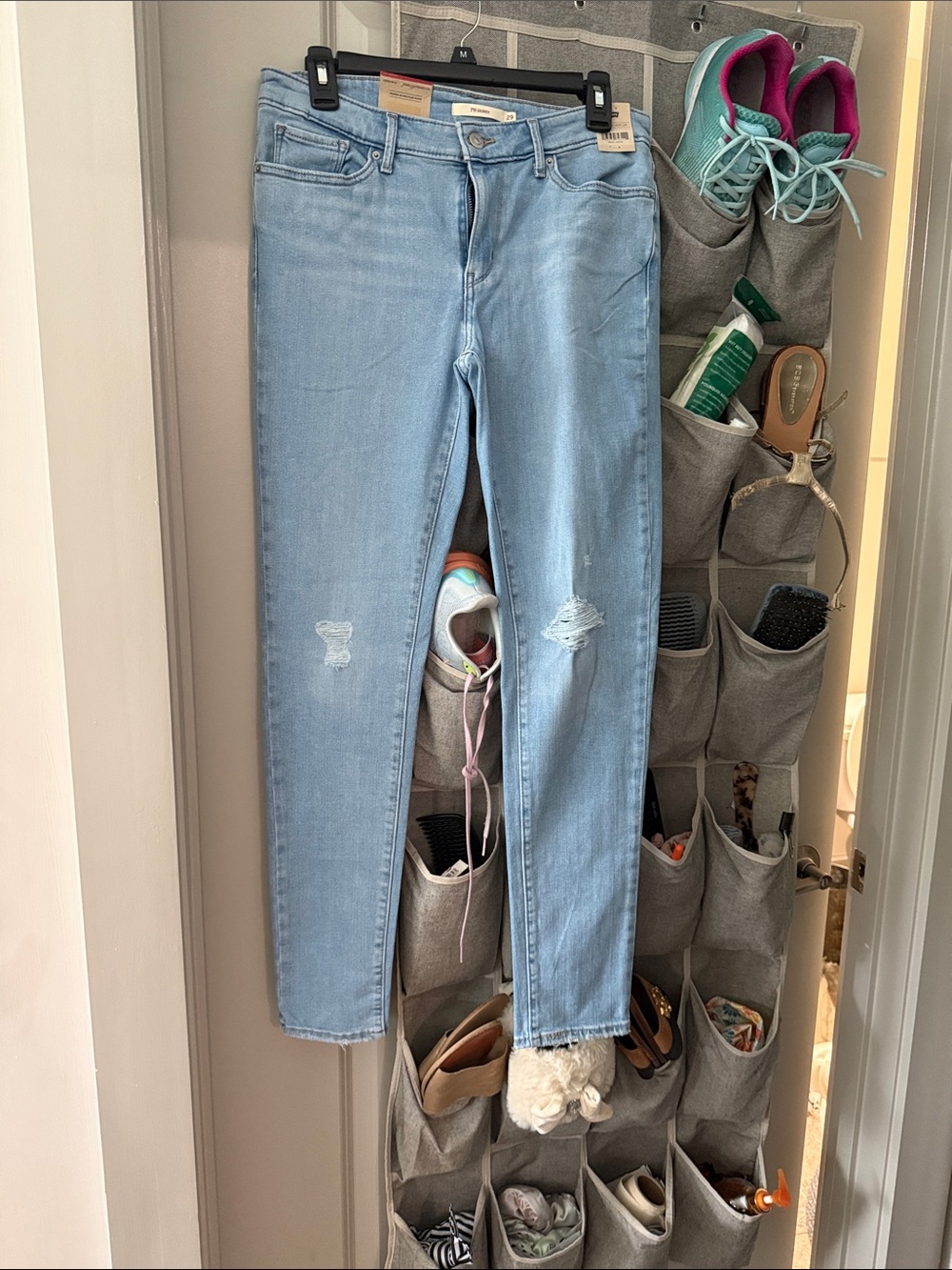 Levi's Light Blue Women's Skinny Jeans with Knee Distress